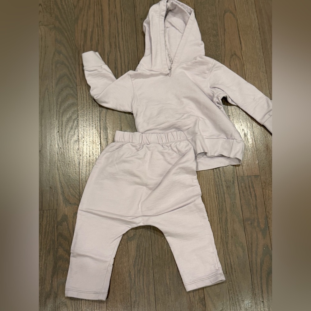 Hashtag Kids Soft Lavender Hooded Sweatshirt/Jogger Set 100% organic Cotton 18M